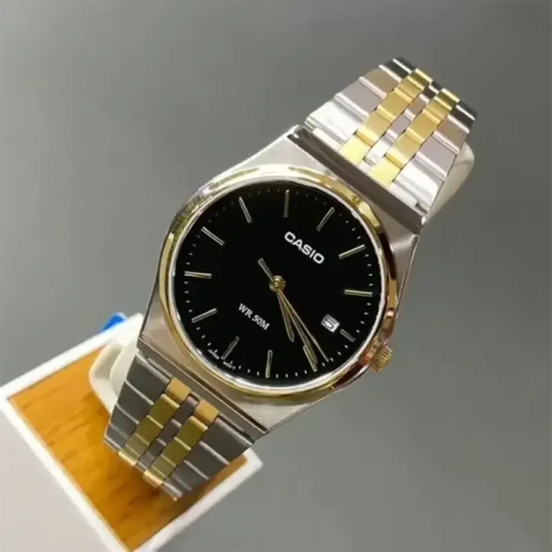 Casio Japan Enticer Black Dial Two-tone Men's Watch- MTP-B145SG-1AV